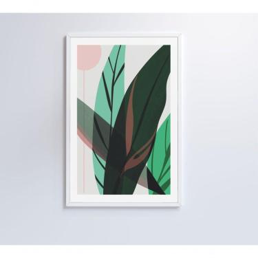 Imagem de Quadro Pintura Folha Verde 60x90 Cm Tecido Canvas