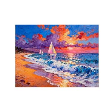 Imagem de Quadro raia em tela-Praia Textura-Arte moderna Pintura para sala de estar decoração casa 60x80cm Sem Moldura
