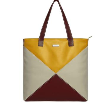Imagem de Bolsa Feminina De Couro Fashion Triangle Zup Cor Mostarda-bordo-off