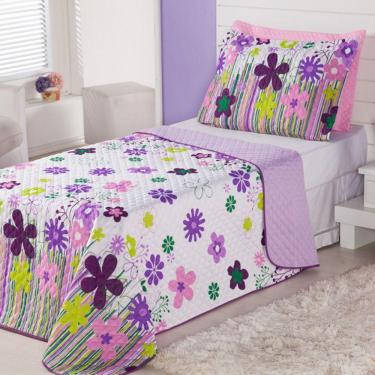 Imagem de Cobre Leito Colcha Solteiro Alegria 2 Peças Gardem - Lilás