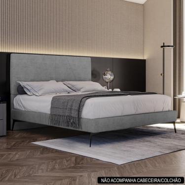 Imagem de Cama Casal 145cm Pés Metálicos Elisa S05 Veludo Cinza - Mpozenato