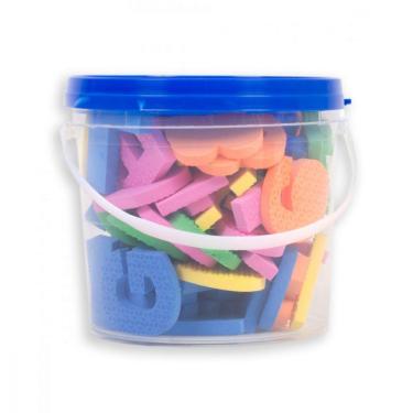 Imagem de Balde Com 76 Letras e Números Em Eva Tampa Azul