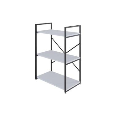 Imagem de Estante C/03 Prateleiras 84x60x33cm Yon Branco Tx/est.preta Branco Tx/est.preta