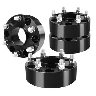 Imagem de Espaçadores de roda centralizados de 5 cm com 4 peças e 4 peças 6 x 5,5 6 x 139,7 mm com parafusos de 14 x 1,5 e calada de borracha de 78,1 mm Avalanche Express Suburban Sierra Yukon Escalade