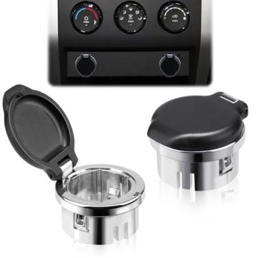 Imagem de Tampa de plugue de 2 peças, plugue de isqueiro de 12 V cromado, retentor de tomada de painel, acessórios compatíveis com Chevrolet Silverado GMC Sierra 1500 2500HD 3500 2007-2013, 20983936, 25793816