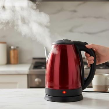 Imagem de Chaleira Elétrica Inox Vermelha 1,8L 1500W – Ferve Rápido, Prática e Sofisticada