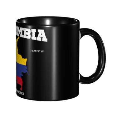 Imagem de KOSUES Caneca de café de cerâmica vintage com bandeira colombiana coordenadas da Colômbia 325 ml, xícara de chá, bebidas, xícaras de café com alça para cappuccino, cacau, cereal, latte, suco, leite