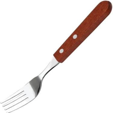 Imagem de Conjunto de Garfos de Mesa, 12 Peças em Aço Inox com Cabo de Madeira Rústico, 20cm x 2,5cm, Design Atemporal para Refeições Diárias e Ocasiões Especiais