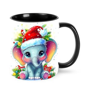 Imagem de Yrebyou Caneca de café de elefante 325 ml, xícara de chá de cerâmica para mulheres, homens, presentes de aniversário, Natal, escritório, casa, micro-ondas, novidade engraçada