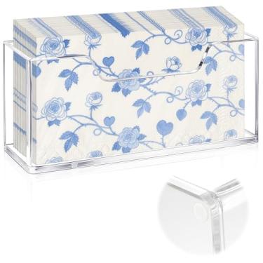 Imagem de Porta-guardanapos de acrílico com 4 almofadas antiderrapantes – Suporte de toalha de hóspede à prova d'água para banheiro, suporte de toalha de mão de papel descartável, bandeja de suporte de