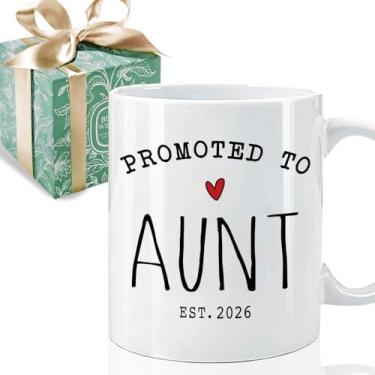 Imagem de Pregnancy Announcement for Aunt - Caneca Promoted to Aunt 2026 325 ml, Presentes de Nova Tia, Presentes de Revelação de Bebê para Irmãs Amigas, Natal, Presente de Anúncio do Bebê