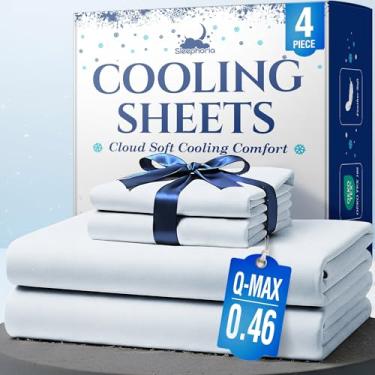 Imagem de SLEEPHORIA Jogo de cama casal com lençóis refrescantes – Roupa de cama com regulação de temperatura para pessoas com sono quente – Lençóis de cama com bolso profundo para suores noturnos e conforto