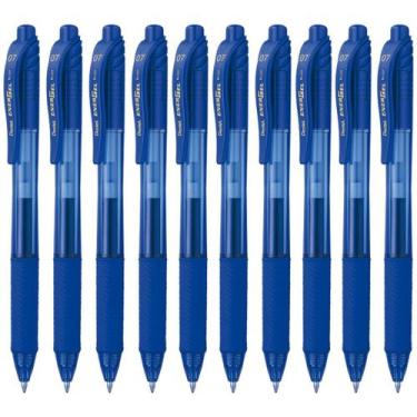 Imagem de Kit 10 Caneta Gel PENTEL Energel X RT Retrátil 0.5mm Azul Pentel