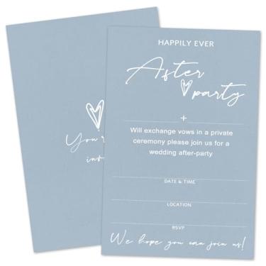 Imagem de ZARYFANCHY Convites de casamento minimalistas para Sr. e Sra. Preencha convites de chá de panela em branco com envelopes, 25 convites azuis de casamento após a festa, lembrancinhas e suprimentos de