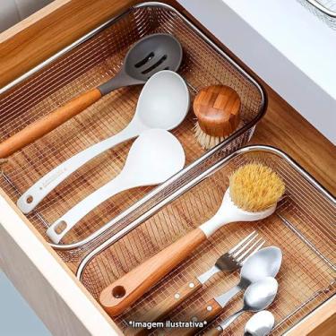 Imagem de Cesto Telado Premium em Inox para Mesa 22x30cm