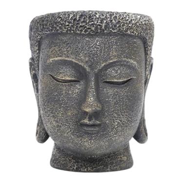 Imagem de KiBcsLic Vaso de Plantas em Formato de Cabeça de Buda com Furo de Drenagem, Ideal para Cozinha, Sala de Chá, E áreas Externas, 8,5 cm x 9,2 cm x 10,4 cm, Tamanho real