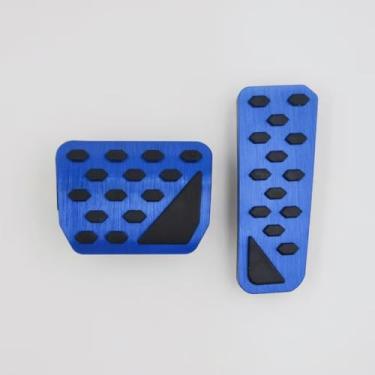 Imagem de zoomto 2 peças de alumínio antiderrapante desempenho nti-slip sem perfuração pedais descanso pedal acelerador pedal de freio capa para Jeep Grand Cherokee 2023 2024 2025 (azul)