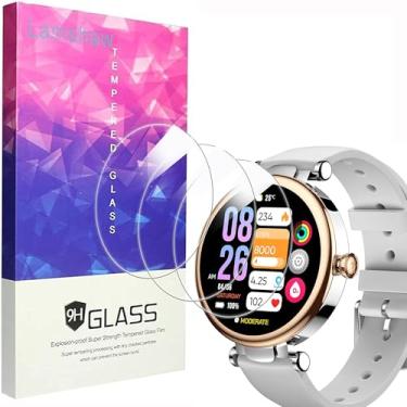 Imagem de Lamshaw Compatível com o protetor de tela TOZO S8 Smart Watch, [pacote com 3] Película protetora de tela de vidro temperado 9H compatível com o relógio inteligente TOZO S8 de 1,35 polegadas (pacote