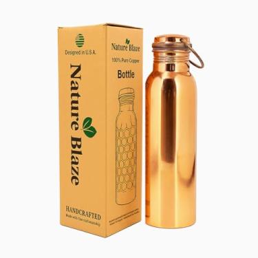 Imagem de Garrafa de água ayurvédica de cobre simples, esportiva, fitness, ioga, à prova de vazamento - 1000 ml