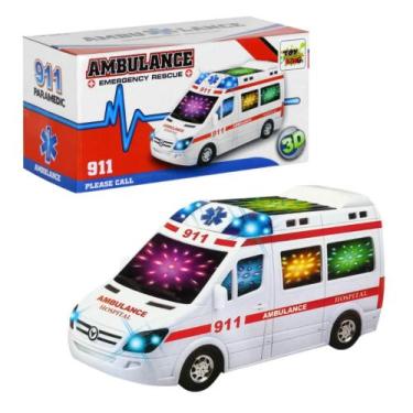 Imagem de Ambulância Bate e Volta com Sirene Luzes Brinquedo Infantil - Toy King