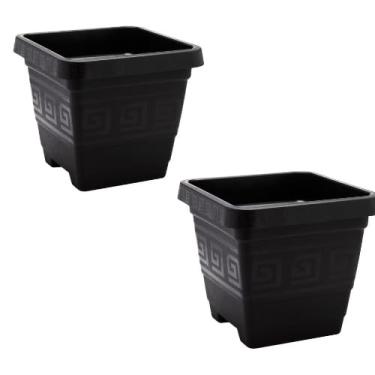 Imagem de Vasos Quadrado Gigante 29 Litros Preto Resistente Plantas Flores Jardim- Ideal para Pomar Urbano e Varanda Gourmet(2 Vasos 29 Lts Gigante Flores)