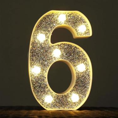 Imagem de Luz LED número 15 cm - lâmpada de decoração de aniversário/pedido/festa (bateria não incluída)