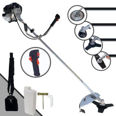 Imagem de Cortador de Grama À Gasolina Toyama TBC43-H 43cc 1,7HP 2 Tempos Completa Com Carretel Nylon + Faca 2 Pontas + Faca 3 Pontas + Faca 40 Dentes de Vídea