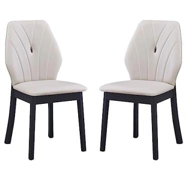 Imagem de Conjunto de 2 cadeiras de jantar Chai cozinha pernas de madeira conjunto de 2 cadeiras de jantar cozinha de couro artificial sala de casamento varanda sofá cadeira penteadeira maquiagem cadeiras sala