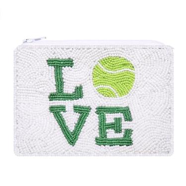 Imagem de Bolsa de moedas pequena fofa MOM água-viva com contas de tênis bolsa de cartão de presente engraçada mini bolsa com zíper carteira de aniversário das mães presente de dia de jogo, Branco, Bolsa de