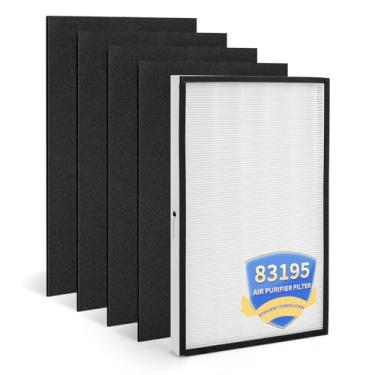 Imagem de Filtro de substituição 83195 compatível com Kenmore 83254 83396 85254 F-K3 purificadores de ar, 1 filtro de alta eficiência + 4 pré-filtros de carvão ativado