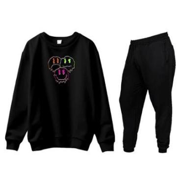Imagem de Conjunto de Moletom Blusa Sem Capuz e Calça Jogger Estampas-Masculino