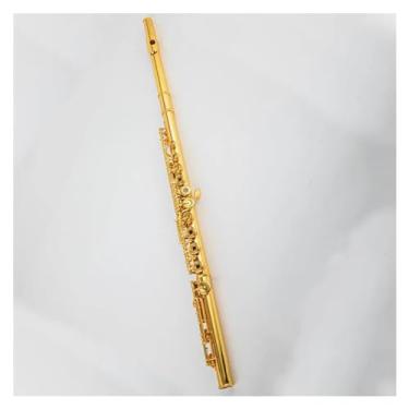 Imagem de Flauta de roupa de flauta em chave C 17 furos banhado a ouro instrumento de sopro profissional corpo de cobre branco