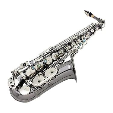 Imagem de Profissional Brass Bend EB E-Flat Saxofone alto Saxofone preto niquelado Abalone Shell Keys Saxofone estudante