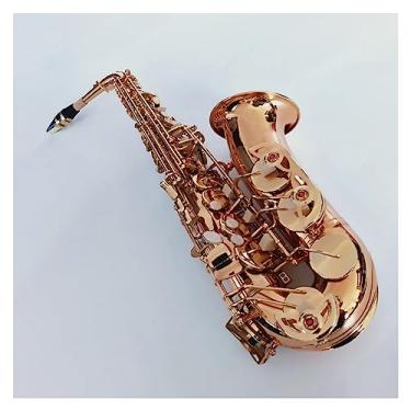 Imagem de Saxofone alto profissional dourado lacado com bocal, remendos, juncos, pescoço curvado