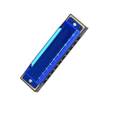 Imagem de Gaita profissional toca C chave 10 furos diatônica blues harmônica instrumento metálico bonito aparência azul