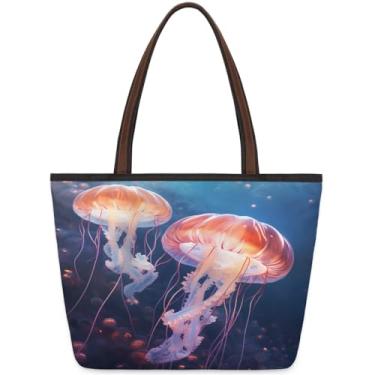 Imagem de Bolsa grande para mulheres animal mar realismo trabalho sacos de pano com zíper reutilizável mercearia bolsa casual viagem pernoite tote bolsas adequadas para viagens, trabalho, férias, praia, compras