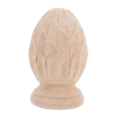 Imagem de BUTIFULSIC Acabamento de abacaxi esculpido em madeira 8 cm tampa de coluna de madeira decorativa para escadas e corrimãos topo de pinho sólido inacabado para artesanato DIY e decoração de casa