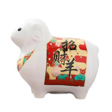 Imagem de Cofrinho de ovelha de cerâmica, presente e lembrança exclusivos, linda caixa de dinheiro econômica para memórias apreciadas (tamanho único)