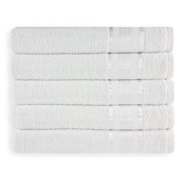 Imagem de Kit 5 Toalha de Banho Banhão Gigante Egito 80x175cm 350g/m² Pousada (Branca)