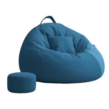 Imagem de Yadlan Bean Bag Cadeira conversível pufe cadeiras para adultos, sacos de feijão 3 em 1 com apoio para os pés, cadeira de pufe adulto para sala de estar, quarto azul 160 cm