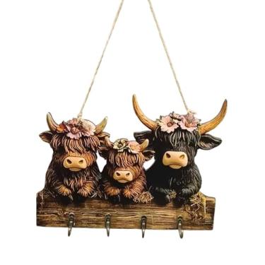 Imagem de Ioensy Porta-chaves de parede em madeira, ornamento decorativo rústico, gancho para chaves, organizador para entrada de apartamento e lavanderia.