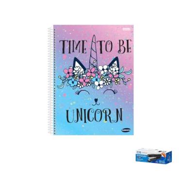 Imagem de Kit Caderno Feminino 96 Folhas Capa Dura KBOM + Grampeador Metallic C-15 45 Folhas