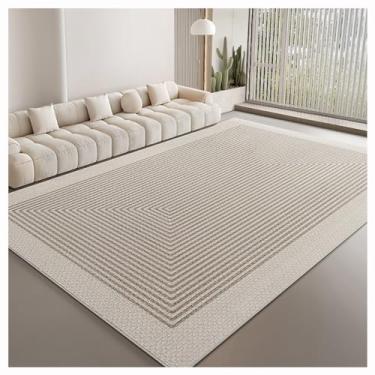 Imagem de SPXMQSS Tapetes de sala de estar, grande, macio para quarto, resistente à sujeira e ao desgaste, tapete lavável com forro antiderrapante, para quarto, sala de jantar, escritório, preto/bege