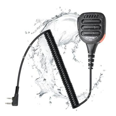 Imagem de PZYPYM Microfone de alto-falante resistente da polícia, microfone mãos livres, rádio portátil, lapela e microfone de ombro, compatível com baofeng Retevis Kenwood rt21 uv-5r ar152 Walkie Talkie (IP65