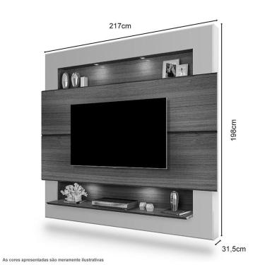 Imagem de Painel Para Tv 75" Com Nicho E Prateleira Carvalho Off White