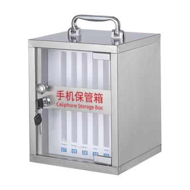 Imagem de BaotyJie Armário de armazenamento de telefone Caixa de bloqueio Dormitório Reunião Porta transparente Smartphone Keeper Smartphone Storage Case aço, 12 Vagas