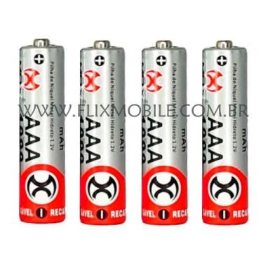 Imagem de Kit com 4 Pilhas Recarregáveis Palito Tamanho AAA MOX de 1.000mAh