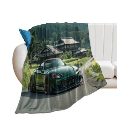 Imagem de HouLaiZhe Cobertor super macio de flanela modificação cultura JDM carro S2000 cobertores refrescantes leves para sofá-cama cadeira sofá carro viagem ao ar livre leve quente 127 x 152 cm