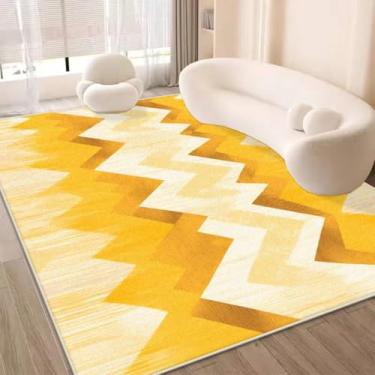 Imagem de Tapetes grandes amarelos abstratos para sala de estar, sofá de luxo, decoração de área, tapete para casa e quarto (200x250 cm)/JH0027-Flannel-4)
