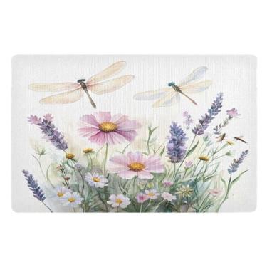 Imagem de Qilmy Capachos de flores silvestres e borboletas ao ar livre 81 x 50 cm, tapete de boas-vindas interno, tapetes de banho fofos, capacho frontal antiderrapante para entrada, pátio, áreas de alto